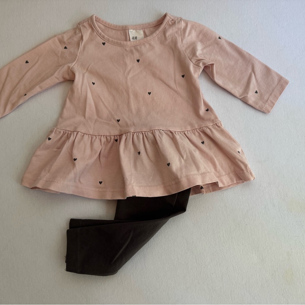 H&M Soft Pink Organic Cotton Dress & Leggings